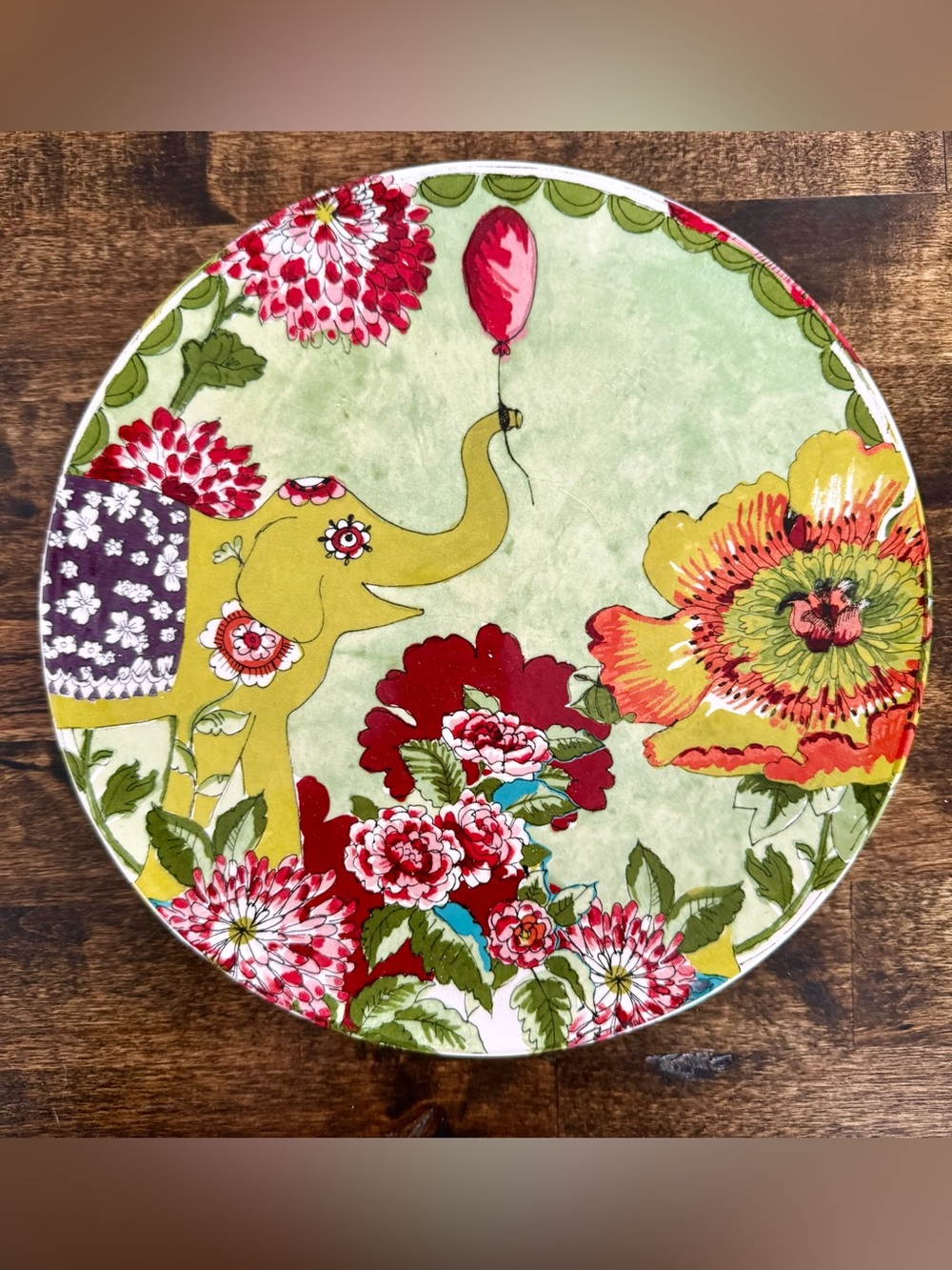 World Market 'Nomad' Collection,  Floral Elephant Salad Plate 8 5/8"